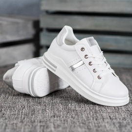 SHELOVET Scarpe sportive con inserti argento bianca 1