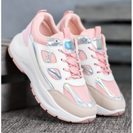 SHELOVET Comode Sneakers Con Rete bianca rosa multicolore 1