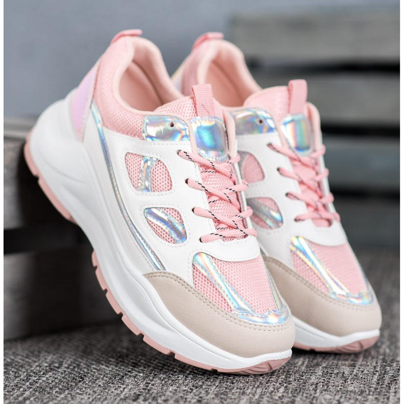 SHELOVET Comode Sneakers Con Rete bianca rosa multicolore 1
