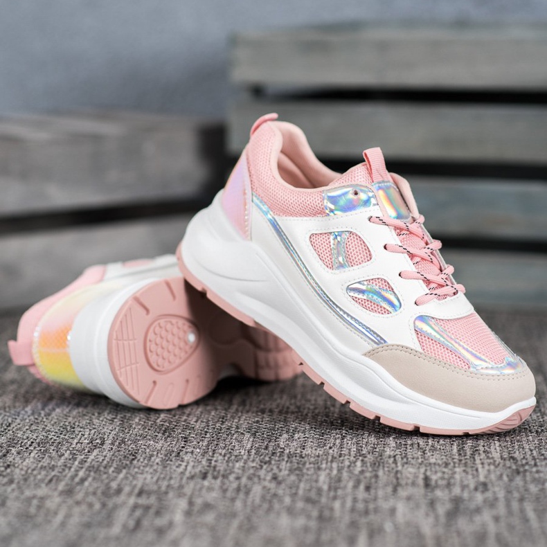 SHELOVET Comode Sneakers Con Rete bianco rosa multicolore 2