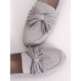 Mocassini da donna grigi con frange T357P Grigio 1