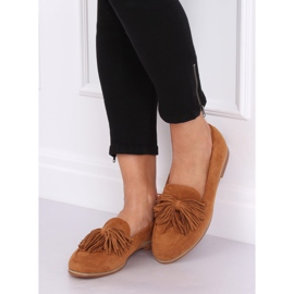 Mocassini da donna con frange cammello T357P Camel marrone 1