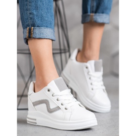 SHELOVET Scarpe sportive con zeppa nascosta bianca 2