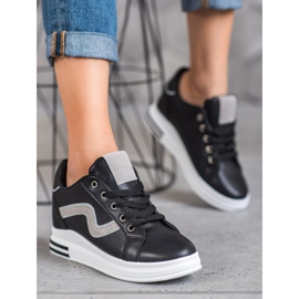 SHELOVET Scarpe sportive con zeppa nascosta nero 1