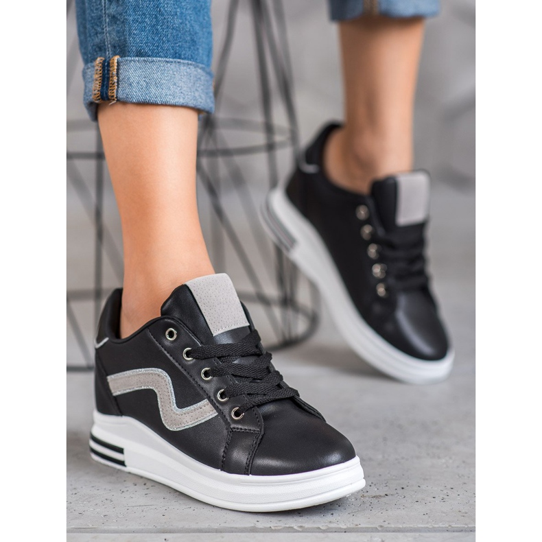 SHELOVET Scarpe sportive con zeppa nascosta nero 1