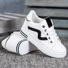 SHELOVET Scarpe sportive con zeppa nascosta bianco nero 1