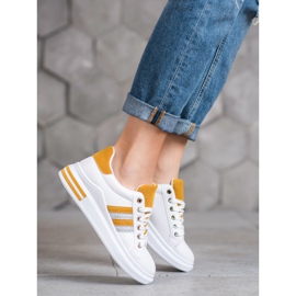 SHELOVET Scarpe sportive sulla piattaforma bianca giallo 2