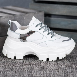 Weide Sneakers bianche sulla piattaforma bianco 1