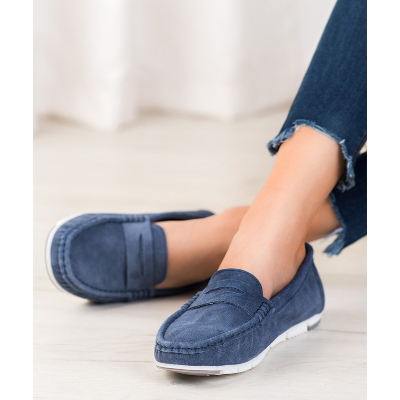 Filippo Mocassini in pelle blu navy 1
