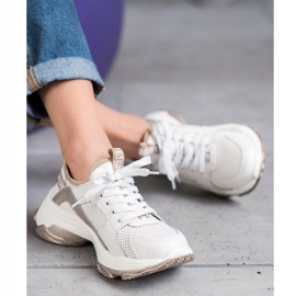 Goodin Sneakers in pelle traforata bianca giallo 2