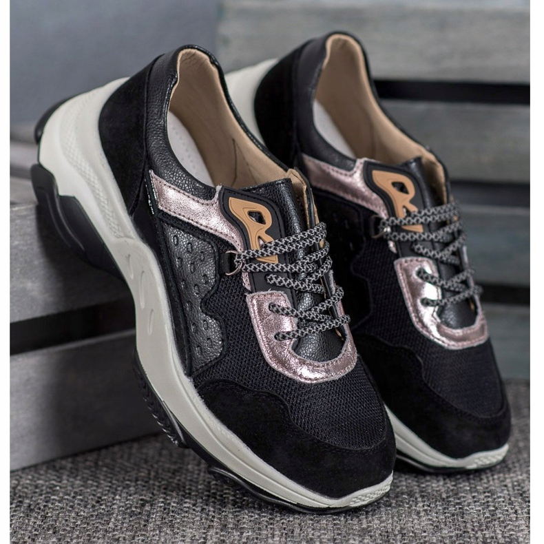 Goodin Comode scarpe da ginnastica in pelle nero 1