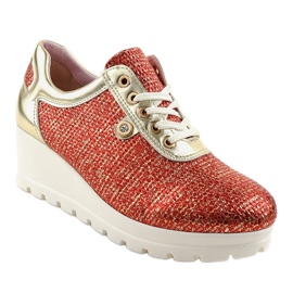 Scarpe da ginnastica rosse con zeppa alla moda JFL663-3 rosso 1