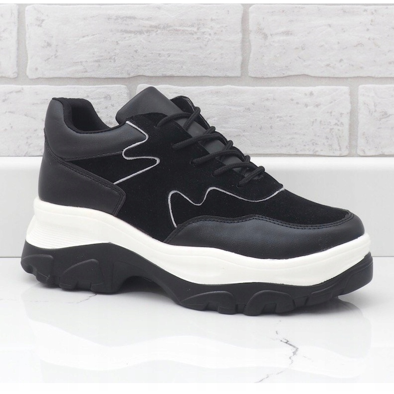 Sneakers nere in ecopelle E3260 nero 1