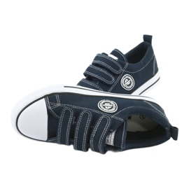 American Club Sneakers da bambino americane con velcro LH33 / 20 bianca blu navy 4