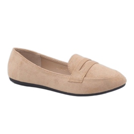 Mocassini ballerine in ecopelle scamosciata beige 3C-20 1