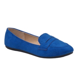 Mocassini ballerine in ecopelle scamosciata blu 3C-20 1