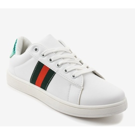 Sneakers classiche bianche D1903-313 bianco nero rosso verde 1