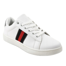 Sneakers classiche bianche D1903-319 bianco nero rosso 1