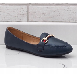 Mocassini ballerina in ecopelle blu navy 9F177 1