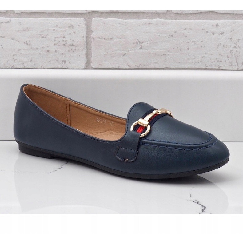 Mocassini ballerina in ecopelle blu navy 9F177 1
