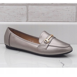 Mocassini ballerina in ecopelle argento 9F176 grigio 1