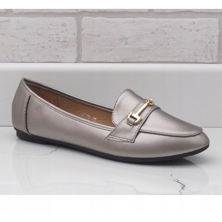 Mocassini ballerina in ecopelle argento 9F176 grigio 1