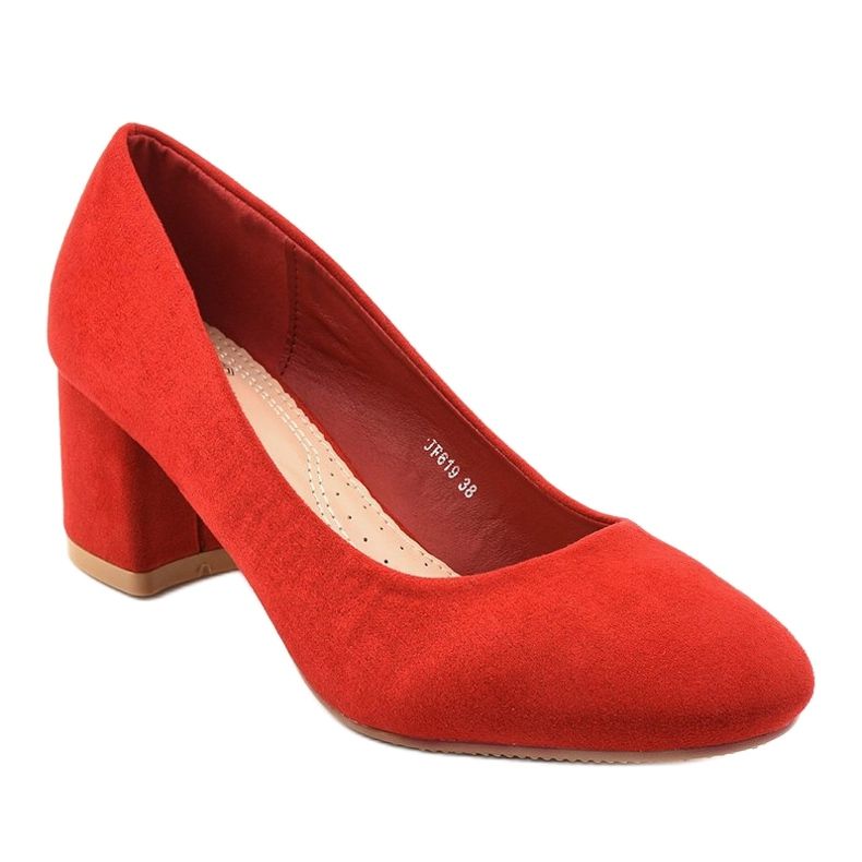 Décolleté rosse sul palo in ecopelle scamosciata JF619 rosso 1