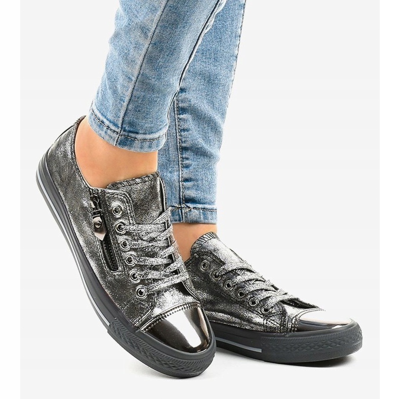 Sneakers grigie lucide TL-64 grigio 2