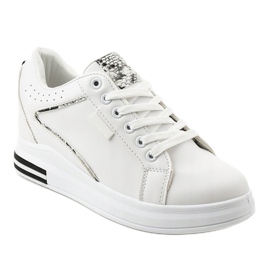 Sneakers bianche sulla zeppa SC12 bianco 1