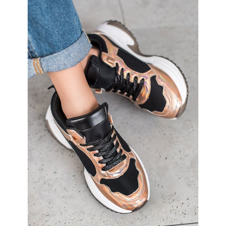 SHELOVET Sneakers Alla Moda Con Effetto Holo nero giallo 1