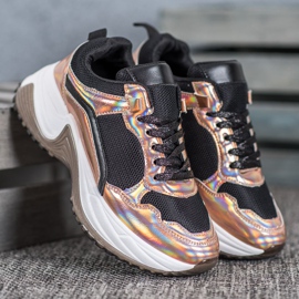 SHELOVET Sneakers Alla Moda Con Effetto Holo nero giallo 2