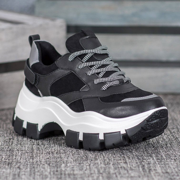 Weide Sneakers nere sulla piattaforma nero 1