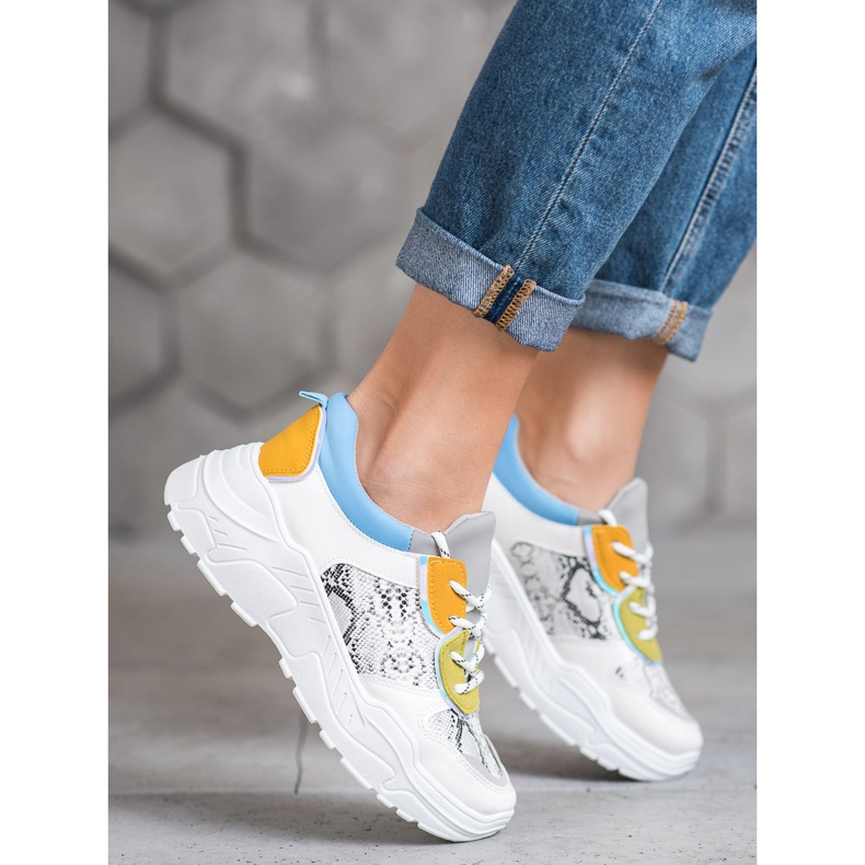 SHELOVET Scarpe da ginnastica alla moda bianca multicolore 1