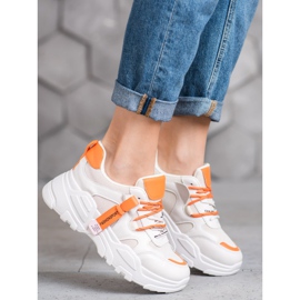 SHELOVET Sneakers sportive alla moda beige arancia 1