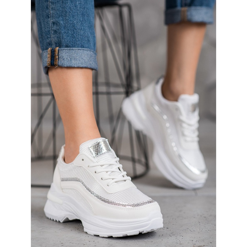 SHELOVET Scarpe sportive alla moda bianco giallo 1