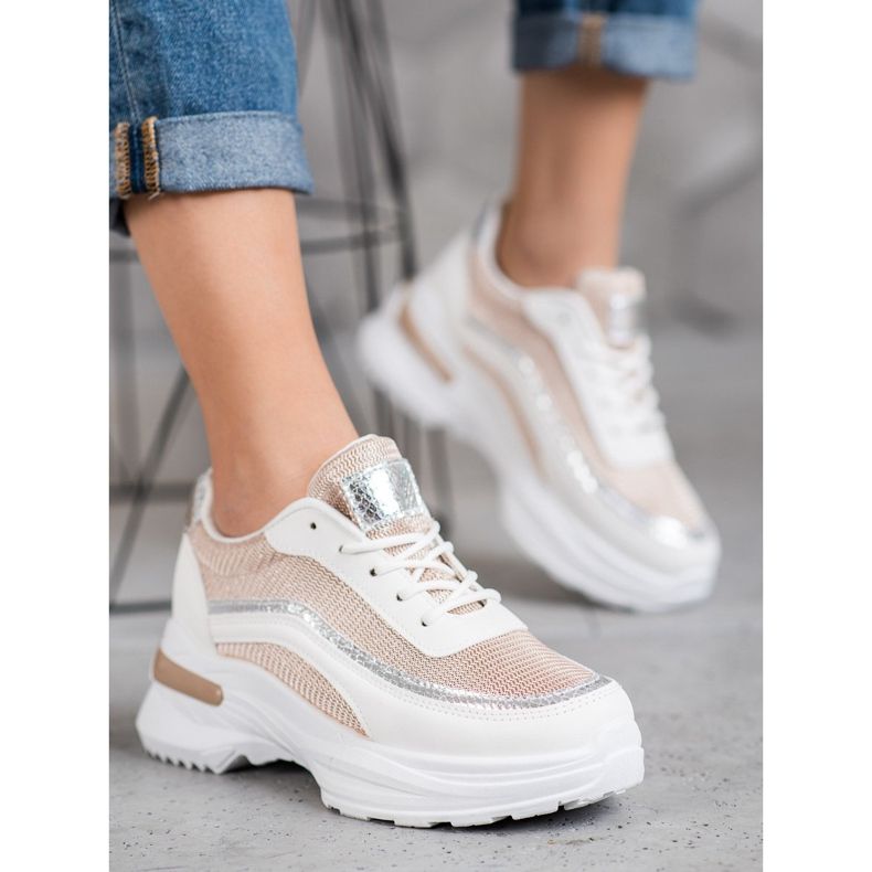 SHELOVET Scarpe sportive alla moda bianca marrone 1