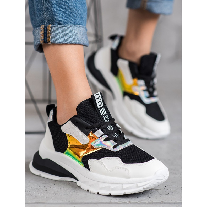 SHELOVET Sneakers Con Rete bianco nero 2