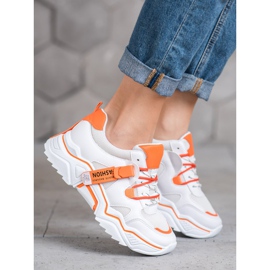 SHELOVET Sneakers alla moda da donna bianco arancia 1