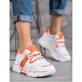 SHELOVET Sneakers alla moda da donna bianco arancia 2