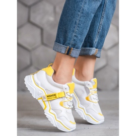SHELOVET Sneakers alla moda da donna bianco giallo 2