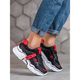 SHELOVET Sneakers alla moda da donna nero rosso 1