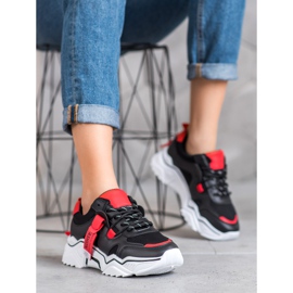 SHELOVET Sneakers alla moda da donna nero rosso 2