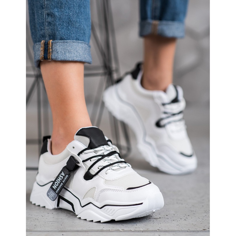 SHELOVET Sneakers alla moda da donna bianca nero 1