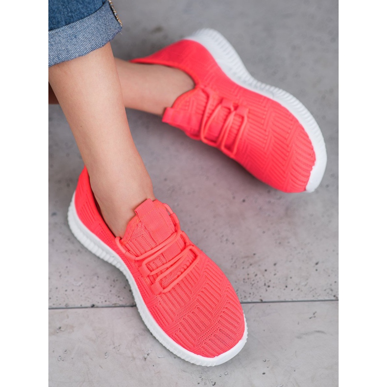SHELOVET Comode scarpe in tessuto rosa 1