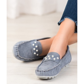 Filippo Mocassini In Pelle Con Perle grigio 2