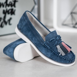 Filippo Mocassini In Pelle Con Frange blu 1