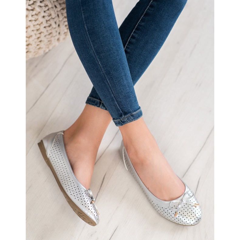SHELOVET Ballerina Traforata Con Ecopelle grigio 2