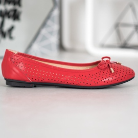SHELOVET Ballerina Traforata Con Ecopelle rosso 2