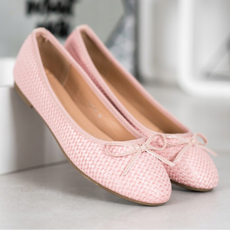 SHELOVET Ballerine rosa intrecciate 1