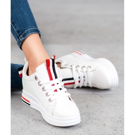 Weide Sneakers Con Zeppa Nascosta bianco nero rosso 1